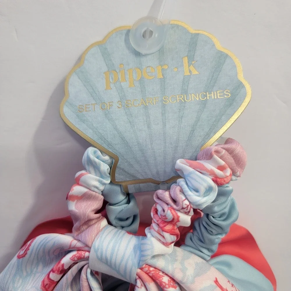 Piper K Coastal Scarf and Rhinestone CRAB Gold Hair Claw Clip Nautical SEA‎ LIFE